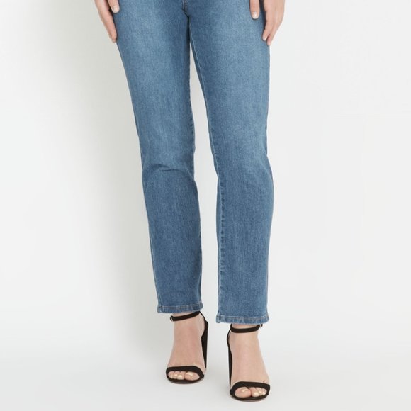 Women's Rockmans Blue Mid Wash Full Length Comfort Waist Short Jeans Size 10 - Picture 6 of 11